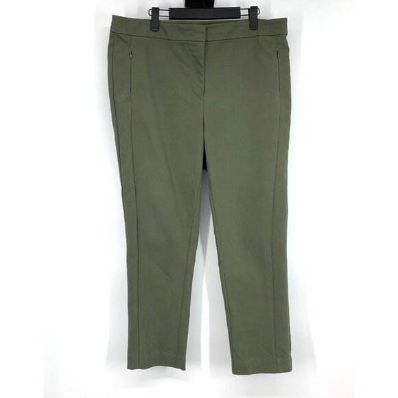 LOFT Pants Green Skinny Crop Zip Pocket Ankle Cotton Blend - Picture 1 of 9